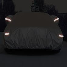 Kayme car cover with reflective safety strips for visibility at night.