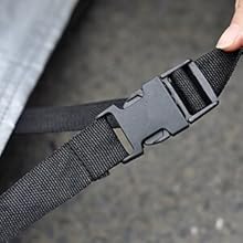 Kayme car cover windproof straps with strong buckle to keep the cover secure in heavy wind.